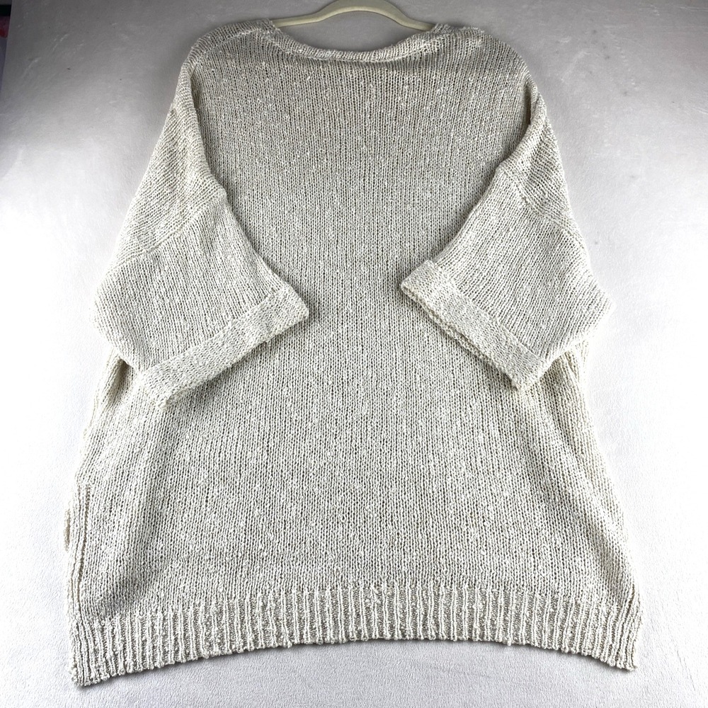 Easel Knit Oversized Cream Sweater Kangaroo Pocket Sz XL/1X Comfort 3/4 Sleeve - Picture 8 of 10